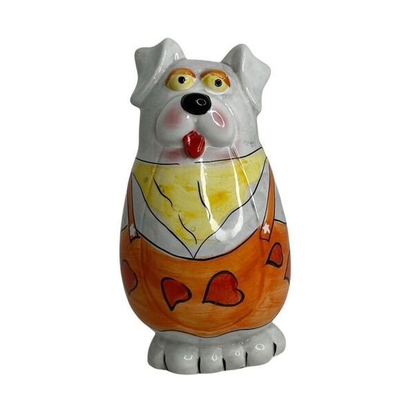 Mid Century Dog Bank Multicolor Hand-painted Decorative Ceramic Money Saving Pot - Picture 1 of 10